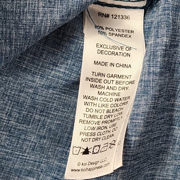 Koi Basics Top Womens XS Heathered Blue Becca V-Neck Cell Phone Pocket Scrubs - Picture 5 of 10